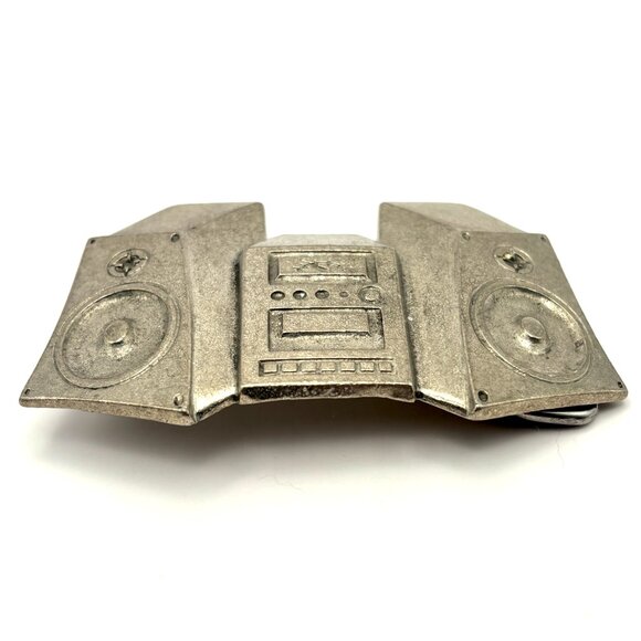 Cool Rare Vintage 1980s 90s Y2K Boombox Beats Silvertone Large Metal Belt Buckle main image 4